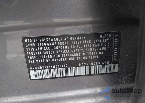 2010 Volkswagen Gti 4-Door z USA, uszkodzony, nr VIN WVWHD7AJ3AW089780